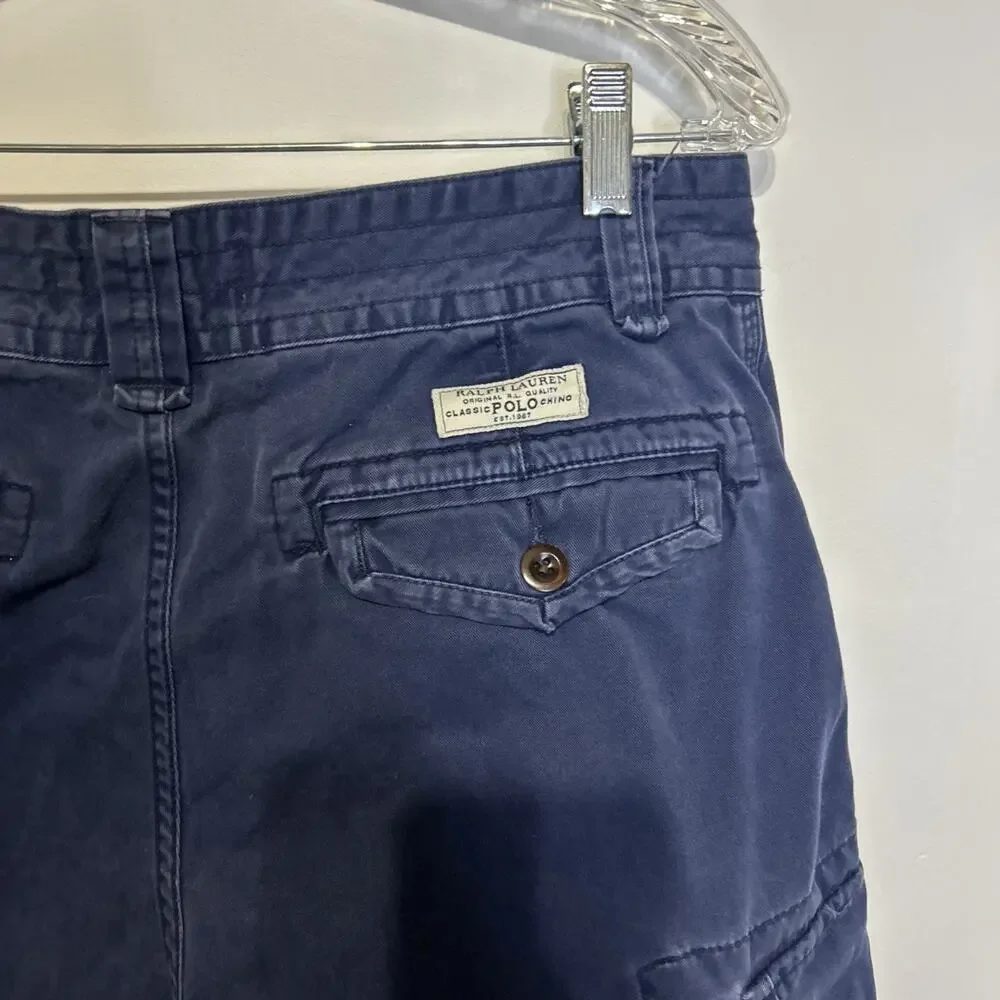 Ralph Lauren Men's Classic Polo Chino 10” Inseam Heavy Blue Cargo Shorts 32”